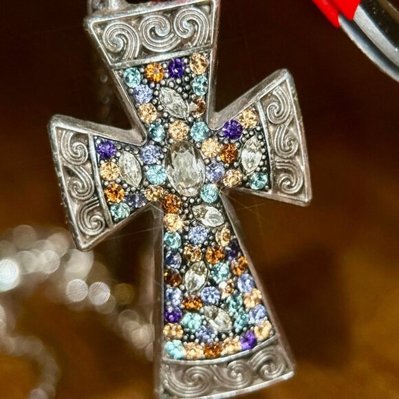 Brighton Voyage Trust Cross Multistones Necklace - Picture 2 of 10